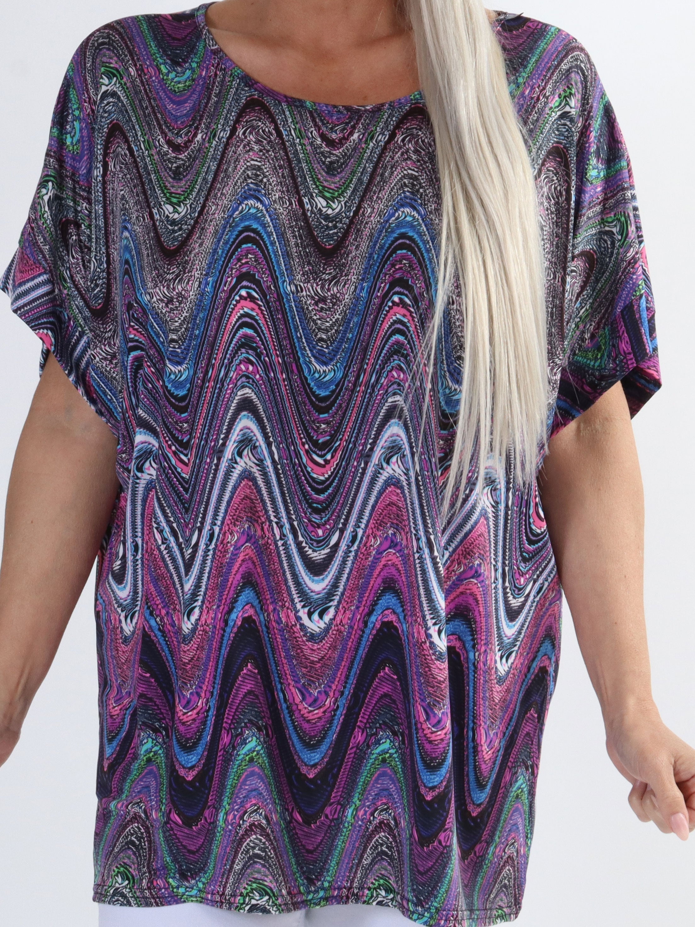 Indy - Mönstrad mjuk plus size blus - Orange